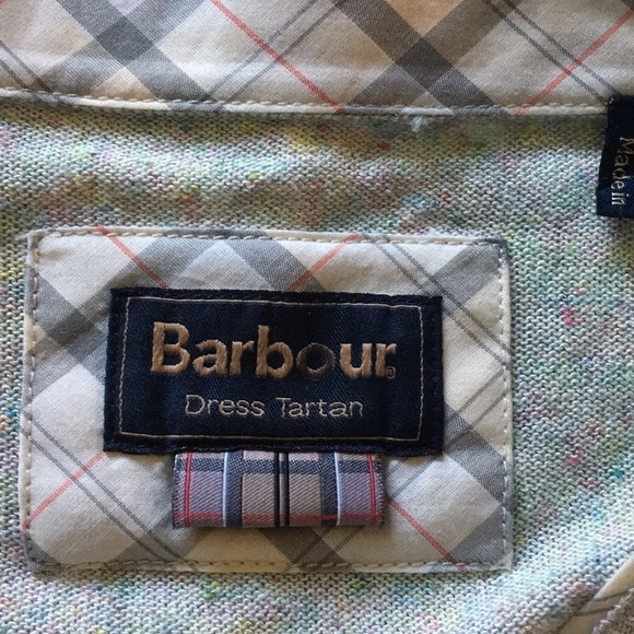 Barbour | Pastel Green Popham Cardigan Tartan Plaid Trim Linen Blend Siz… - Picture 3 of 5